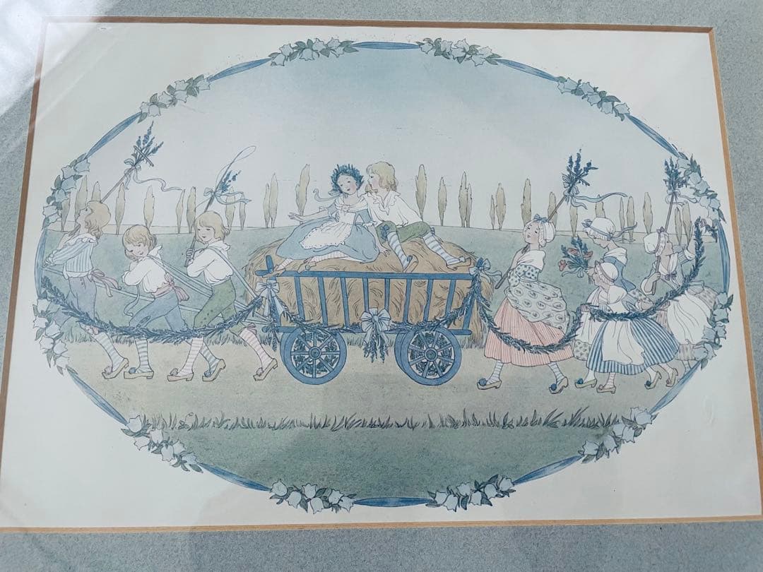 ウィルビーク ル メール 絵本挿絵の額装品 アンティーク 初版 シャビー