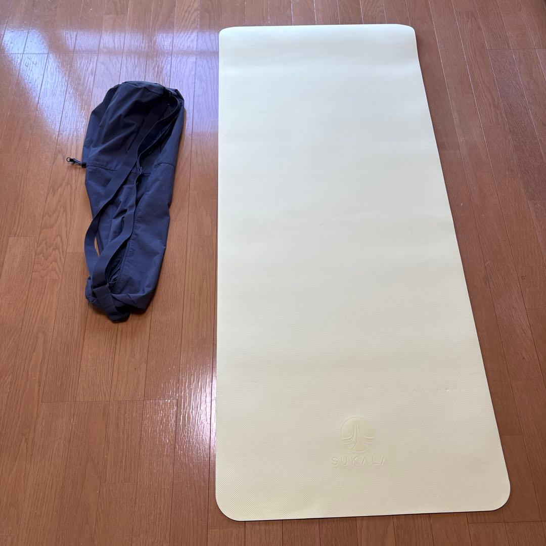 SUKALA リバーシブルヨガマット4mm レモンライム×アクア ケース付