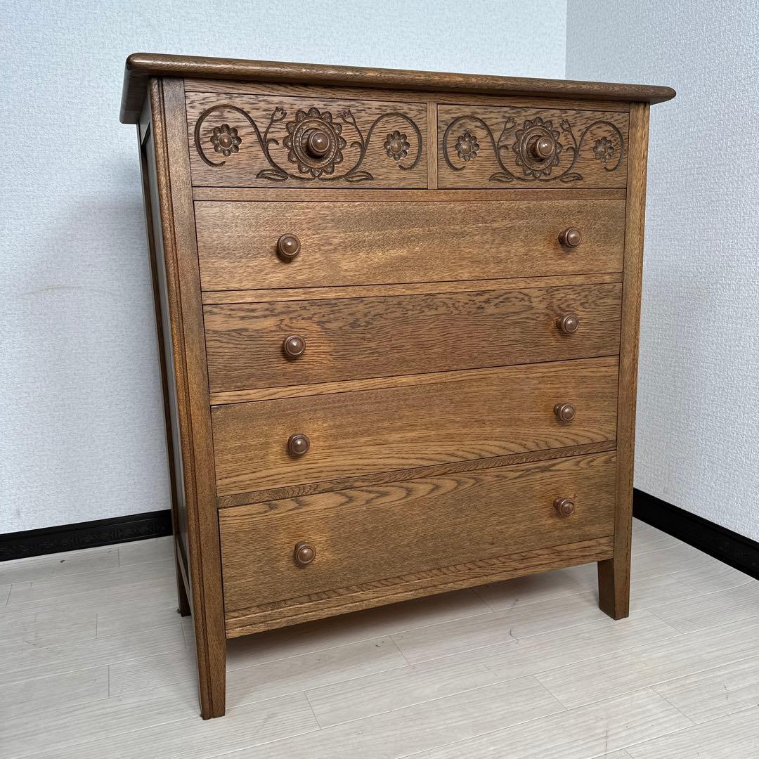 極美品 葉山ガーデン 花柄 ミドルチェスト オーク材 レリーフ 手作家具 i4※ 楽天市場】葉山ガーデン ミドルチェスト 7杯 オーク無垢材