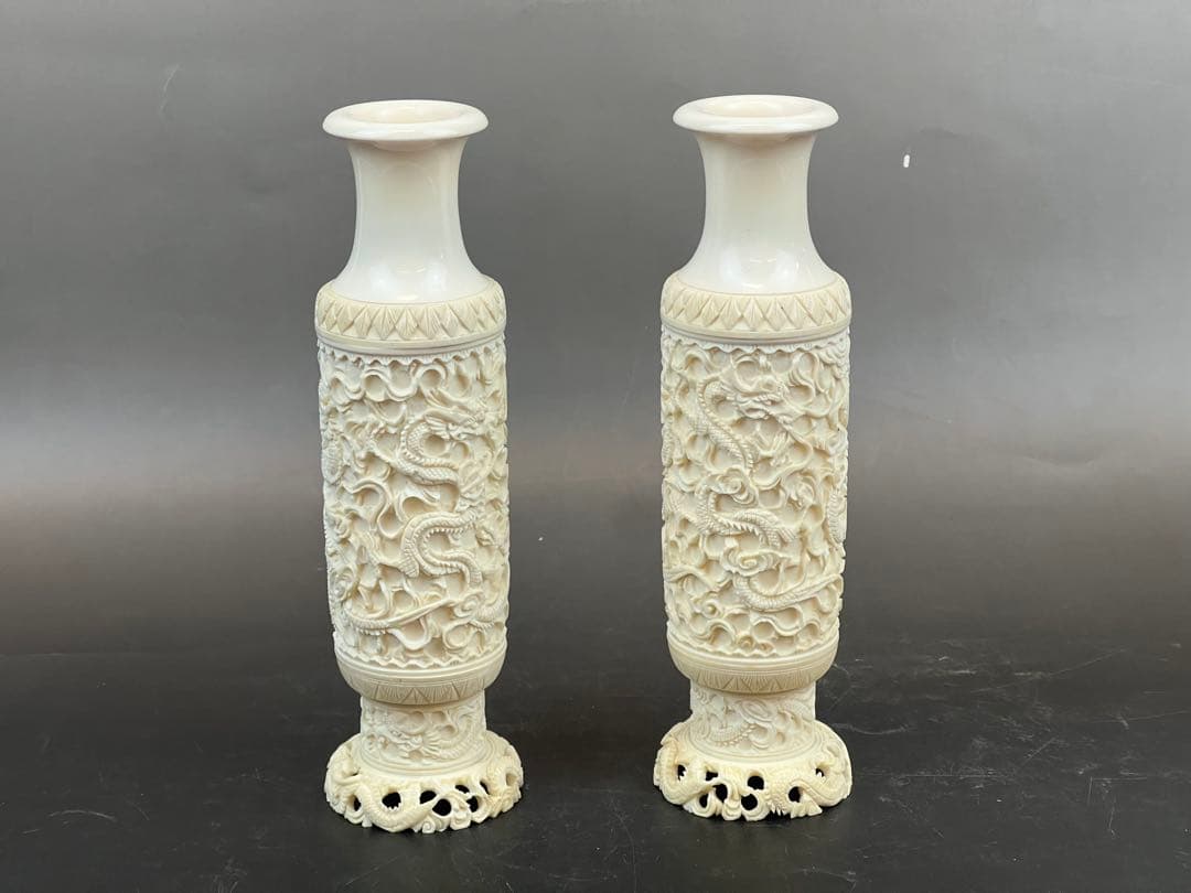 極上花瓶2個　送料込み マグノリア模様の蓋付き花瓶 壺 H36.5cm | ホームインテリア萬里