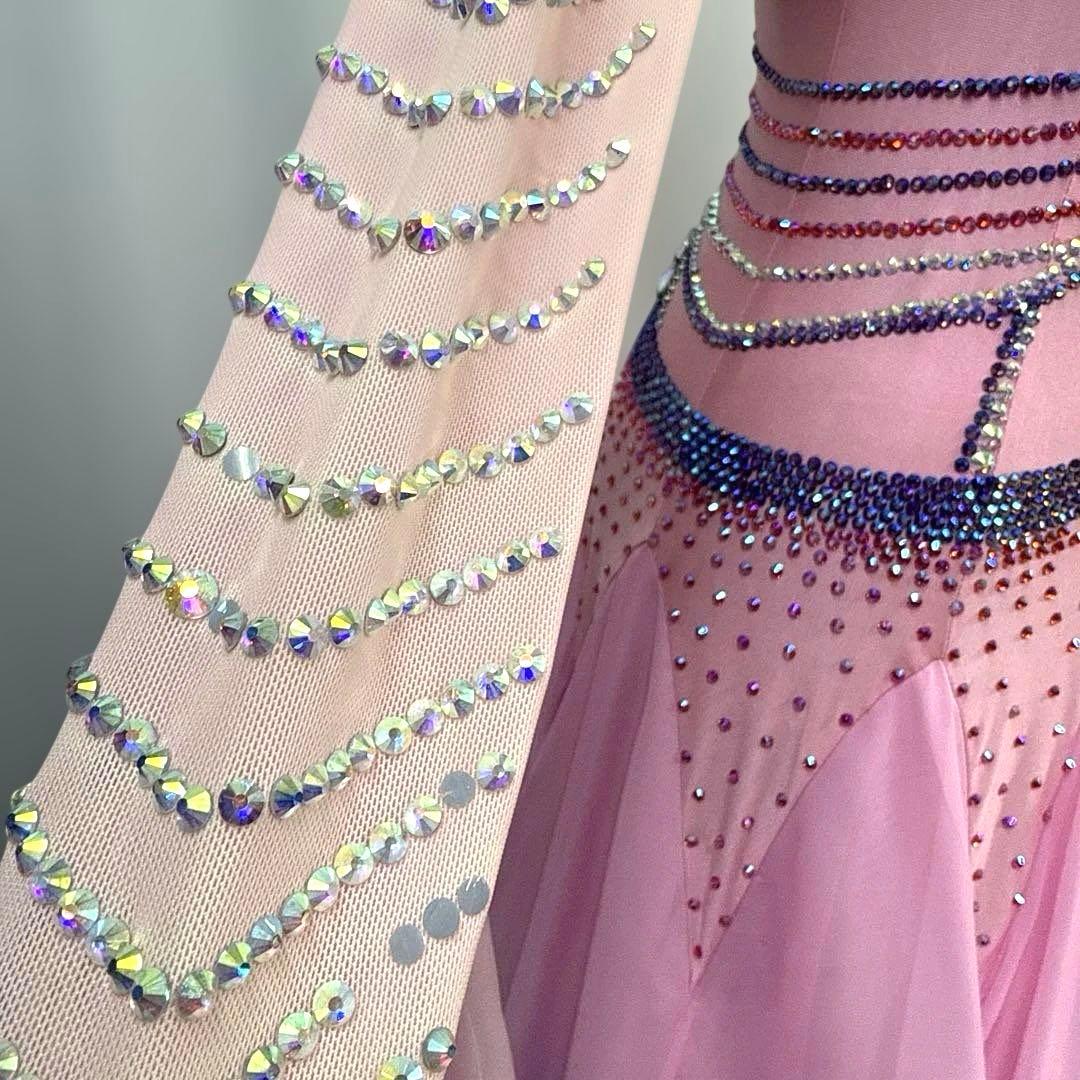 6330☆M ピンク 紫 スワロ グラデーション スタンダードドレス 社交