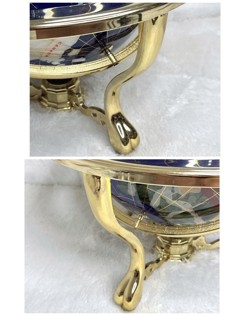 アンティーク地球儀 ゴールドスタンド 方位磁針付 猫脚 vendage