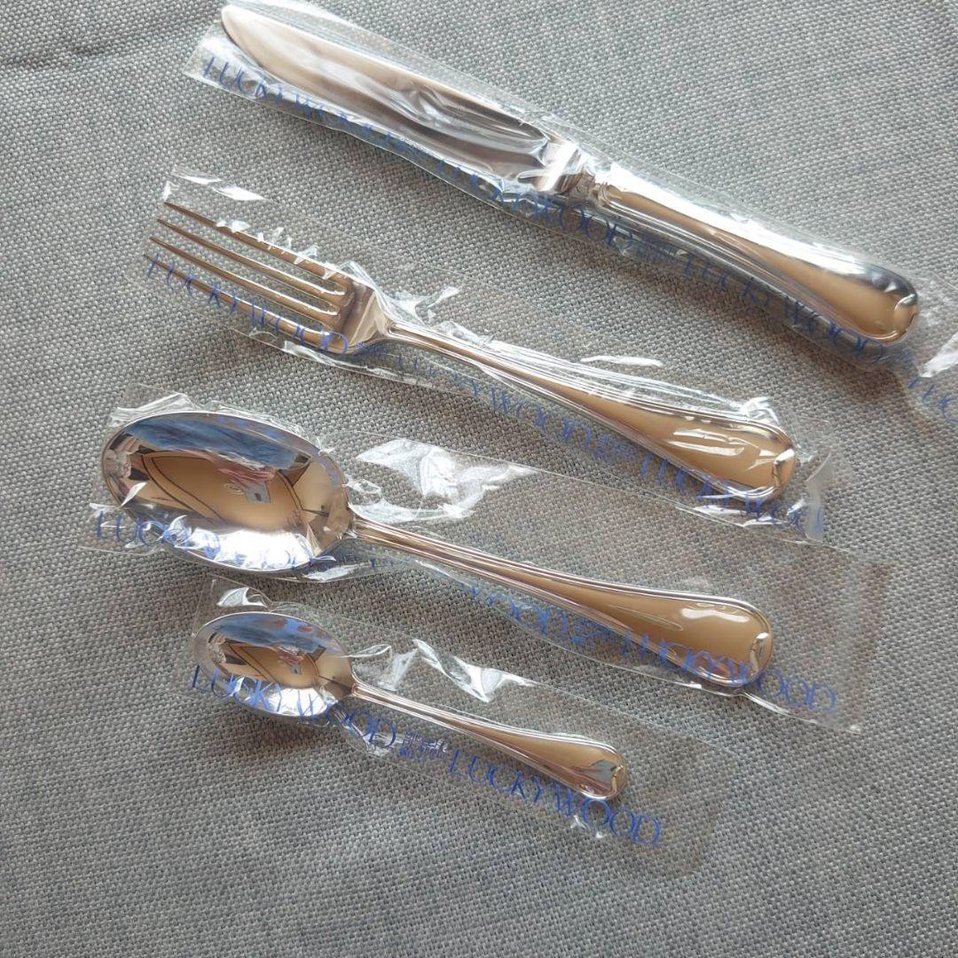 LUCKY WOOD 洋白銀器 EPNS ロムネー カトラリー4本セット未開封 LUCKY WOOD 洋白銀器 EPNS ロムネー カトラリー4本セット未開封