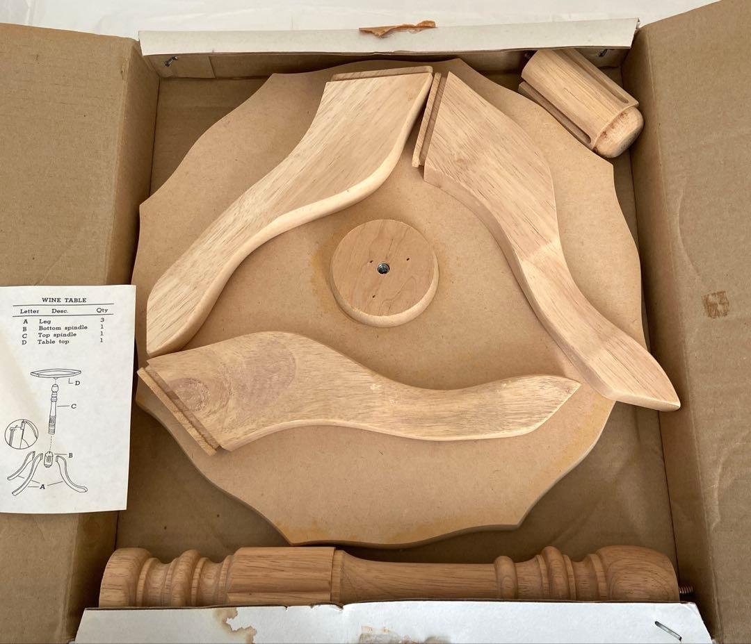 トールペイント白木 英国式ワインテーブル 組立て式 ミニテーブル