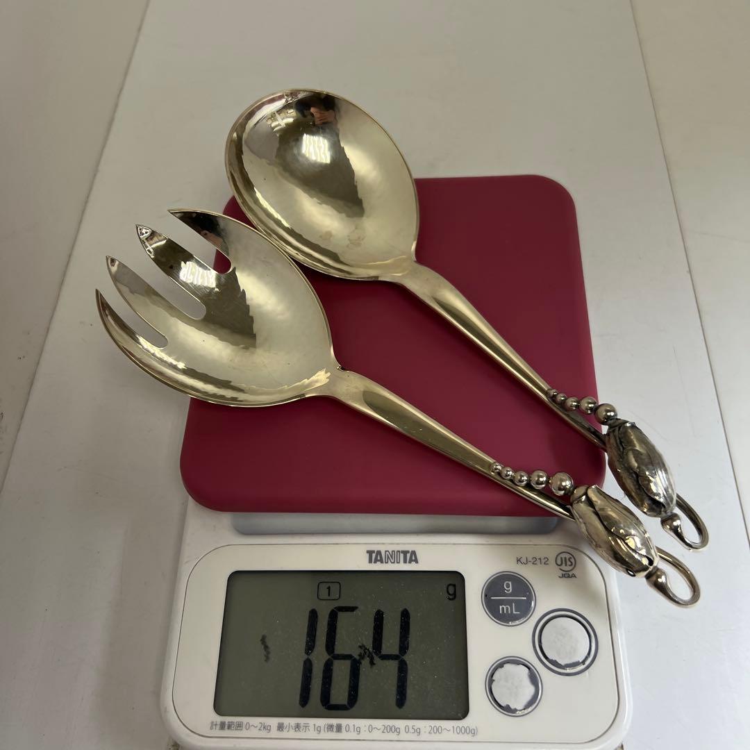 ジョージジェンセン激レアサービングスプーン、フォークセット 164g 共
