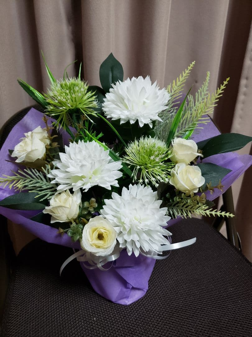 仏花　御供え花　造花　7月アレンジNo.7 仏花70】お供え花 御供 フラワーアレンジメント 造花 仏壇花 お悔み花