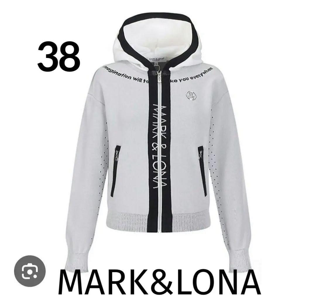 【極美品】MARK&LONA フルジップ ニットパーカー 38 MARK&LONA マークアンドロナ ニット ジップパーカー 総柄 ブラック系 L