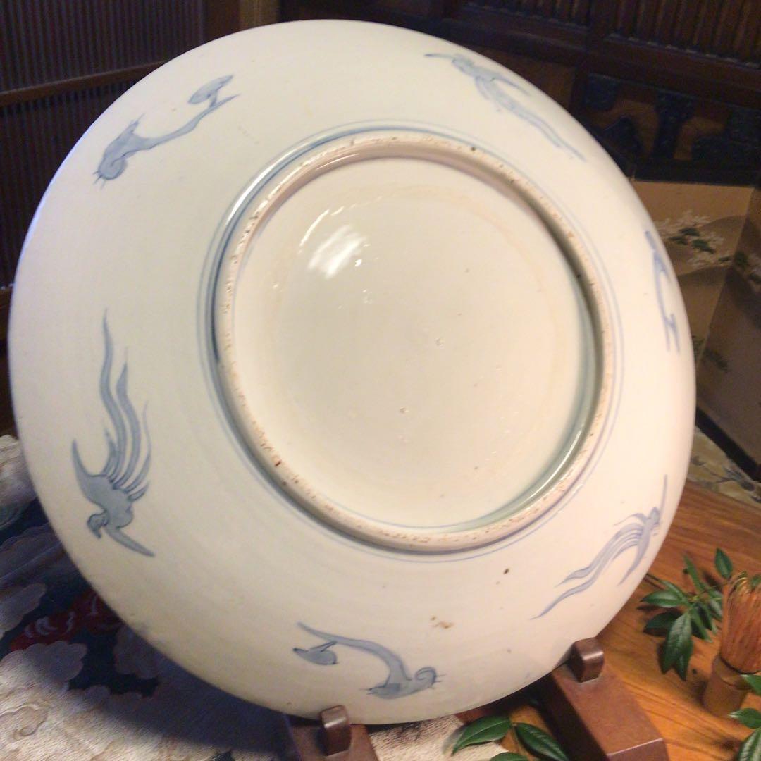 A866 古伊万里 染錦手 見込花 雲鶴紋様 （1尺5寸）大皿 - メルカリ