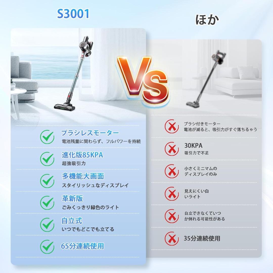 掃除機 コードレス【2026改良進化モデル！85Kpa超強力吸引＆業界軽量