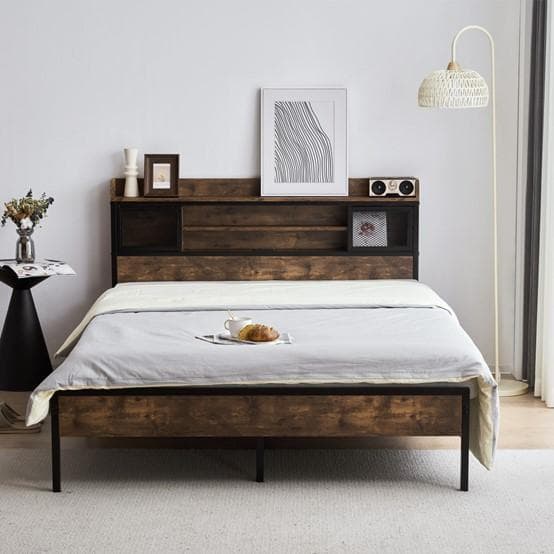 人気販売中！北欧風コンセント付きベッドフレーム　木製　ダブル（DOUBLE） ダブル ベッドフレーム すのこ コンセント付き 無垢材 木製 北欧 天然