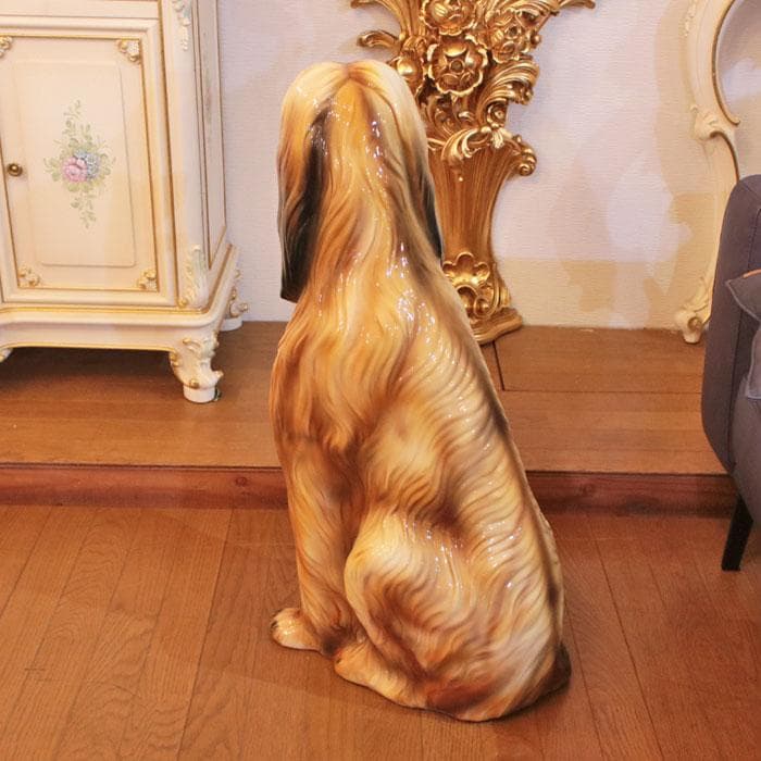 ARTEEFLOW-アフガンハウンド 等身大 置物 オブジェ 陶器 犬