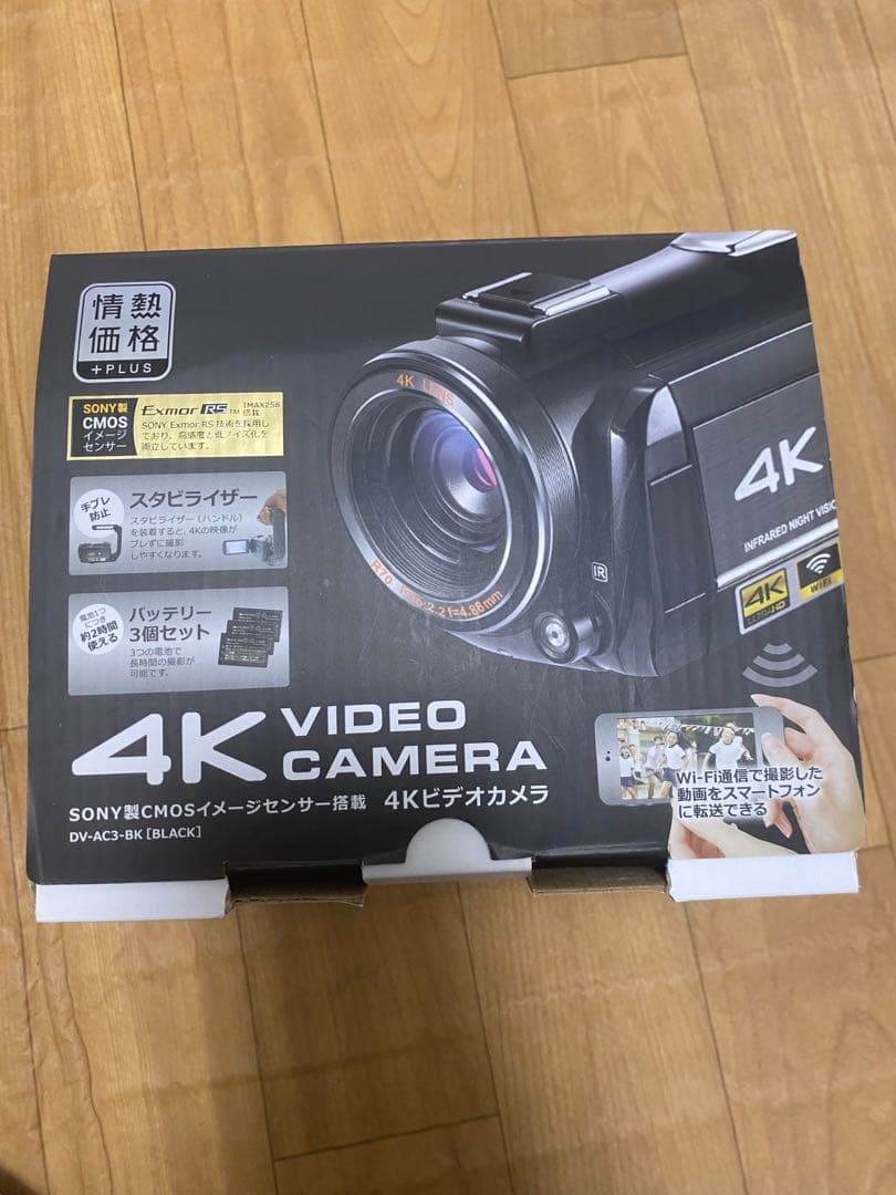 新品未使用4K VIDEO CAMERA DV-AC3K (BLACK) ドン・キホーテ、情熱価格プラスからソニー製CMOSを搭載した「4Kビデオ