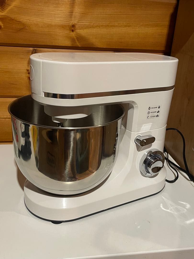 ホワイトスタンドミキサー ステンレスボウル付き スタンドミキサー 4 5L+5Lダブルボウル 大容量 卓上ミキサー 10段階