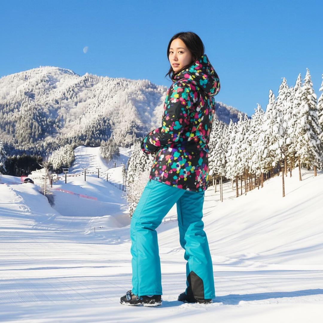 美品 asics arg カラフル スノーボードウェア レディースM アシックス