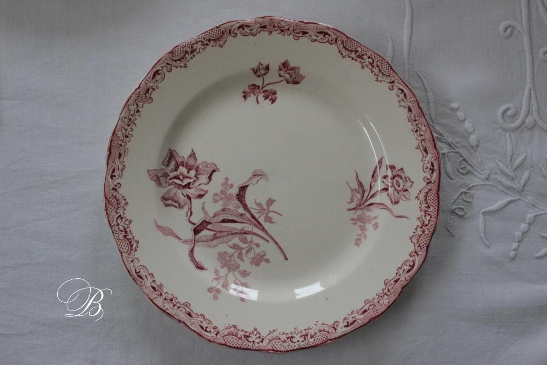 ラスイチ【B】【サルグミンヌ】フォンタンジュデザートプレート /アンティーク フランスアンティークプレート サルグミンヌ フォンタンジュ青 右下