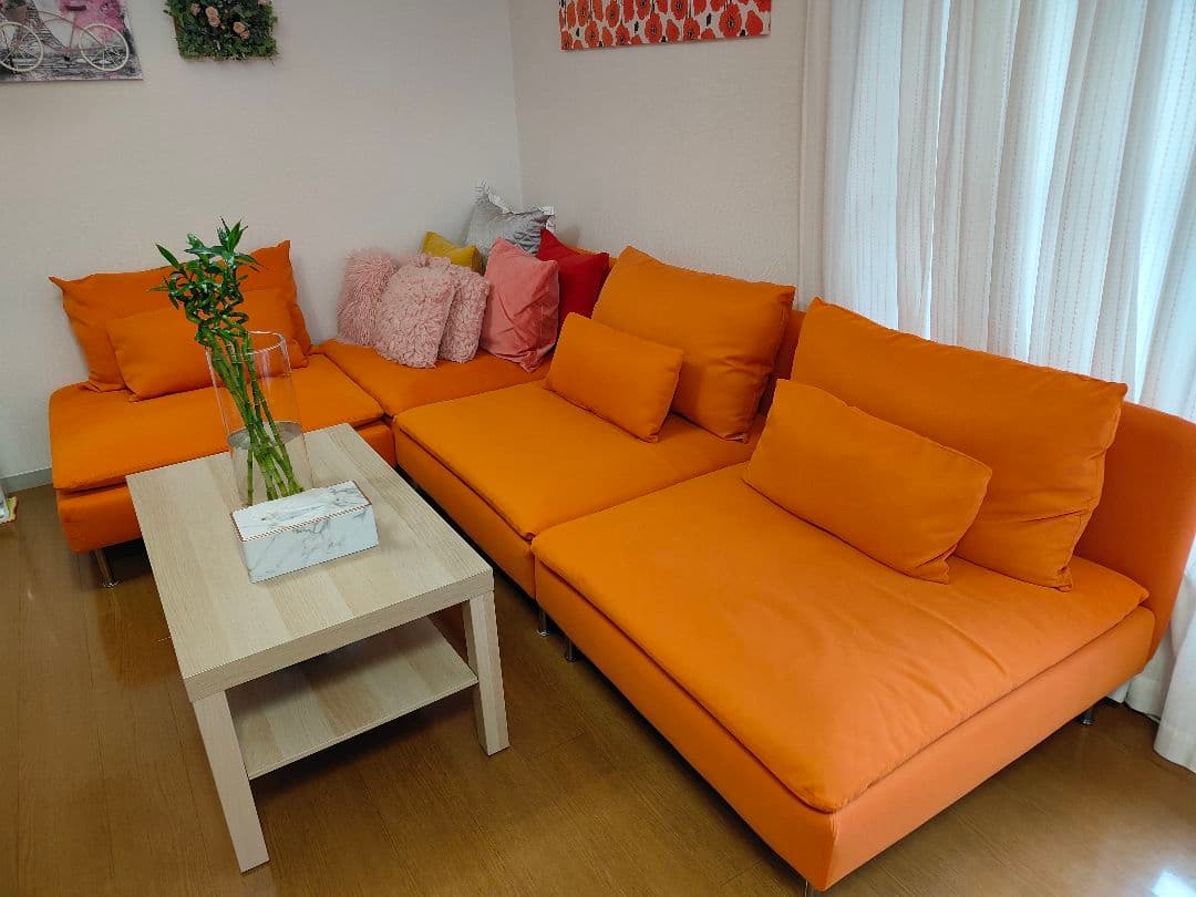 美品 IKEAイケアSÖDERHAMNソーデルハムン ソファセット カバー3色付