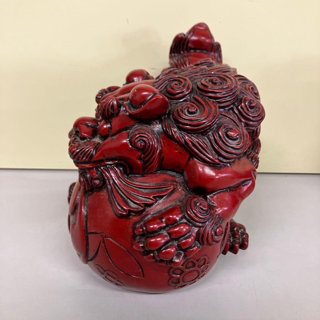 E-4 魔除け 唐獅子 置物 2体セット 玉乗り獅子 狛犬 縁起物 オブジェ