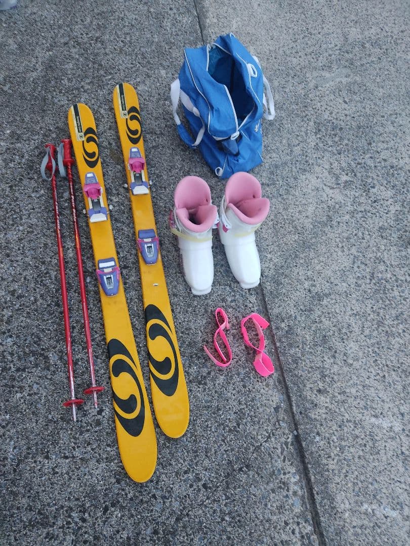 子供用 スキー セット（スキー板・ブーツ・ストック・金具・ブーツケース・バンド） スキーセット 110 ブーツ スキー 靴 板 ストック 金具 ケース 23cm