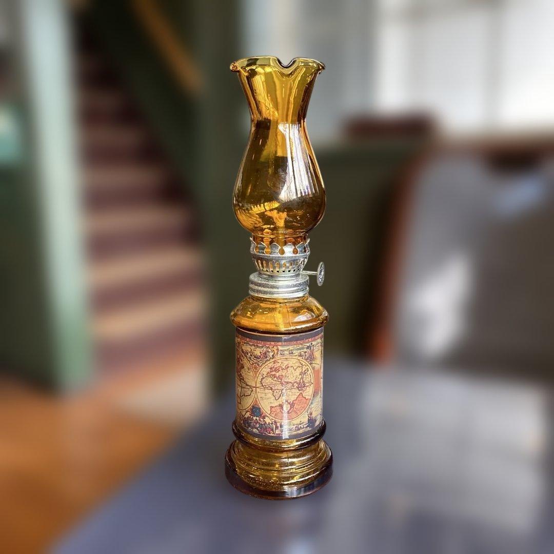 アンバーガラス ヴィンテージアンティーク調オイルランプ未使用品