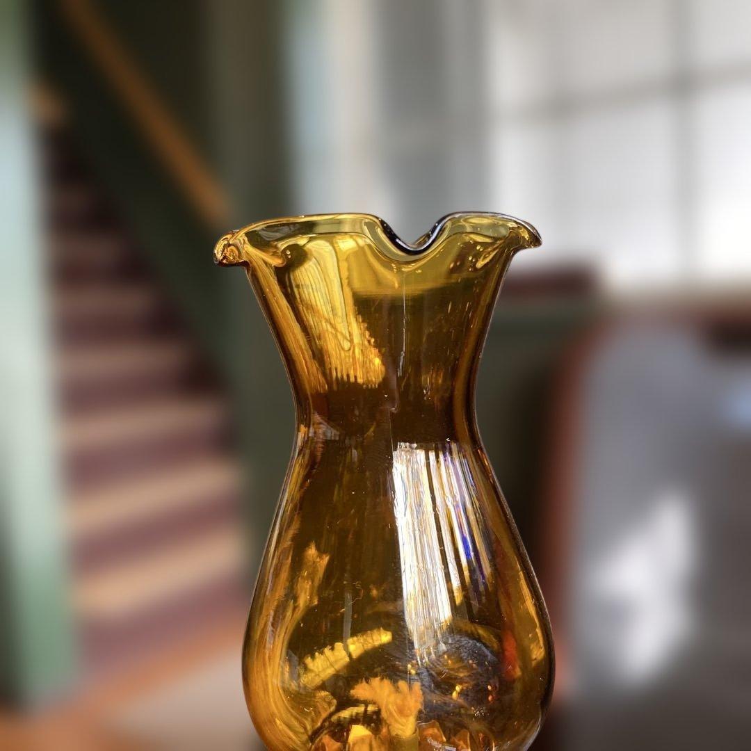 アンバーガラス ヴィンテージアンティーク調オイルランプ未使用品
