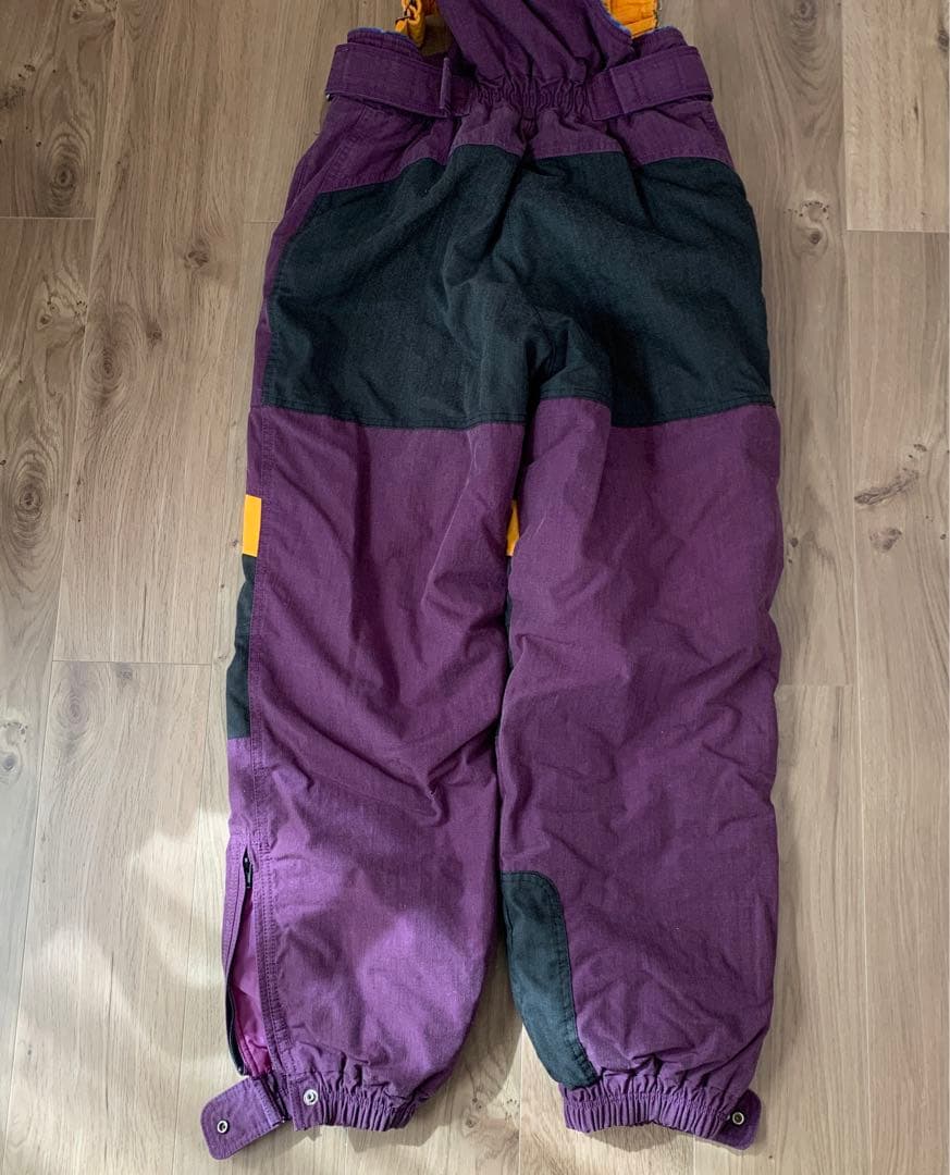 古着 90s ビンテージ スキースノボーウェア レトロ M 紫 ビブパンツ