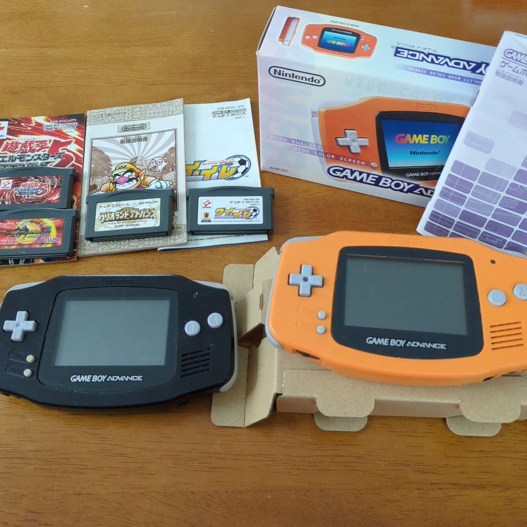 ゲームボーイアドバンス 本体 ブラック オレンジ 箱有 ソフト4本セット