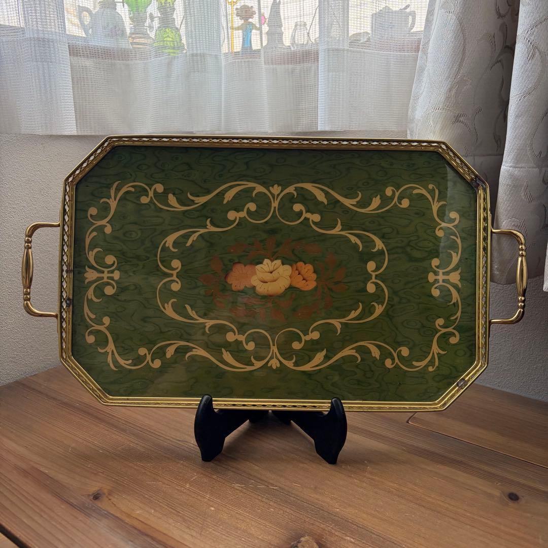 イタリア製 象嵌 細工 トレー お盆 花柄 - メルカリ