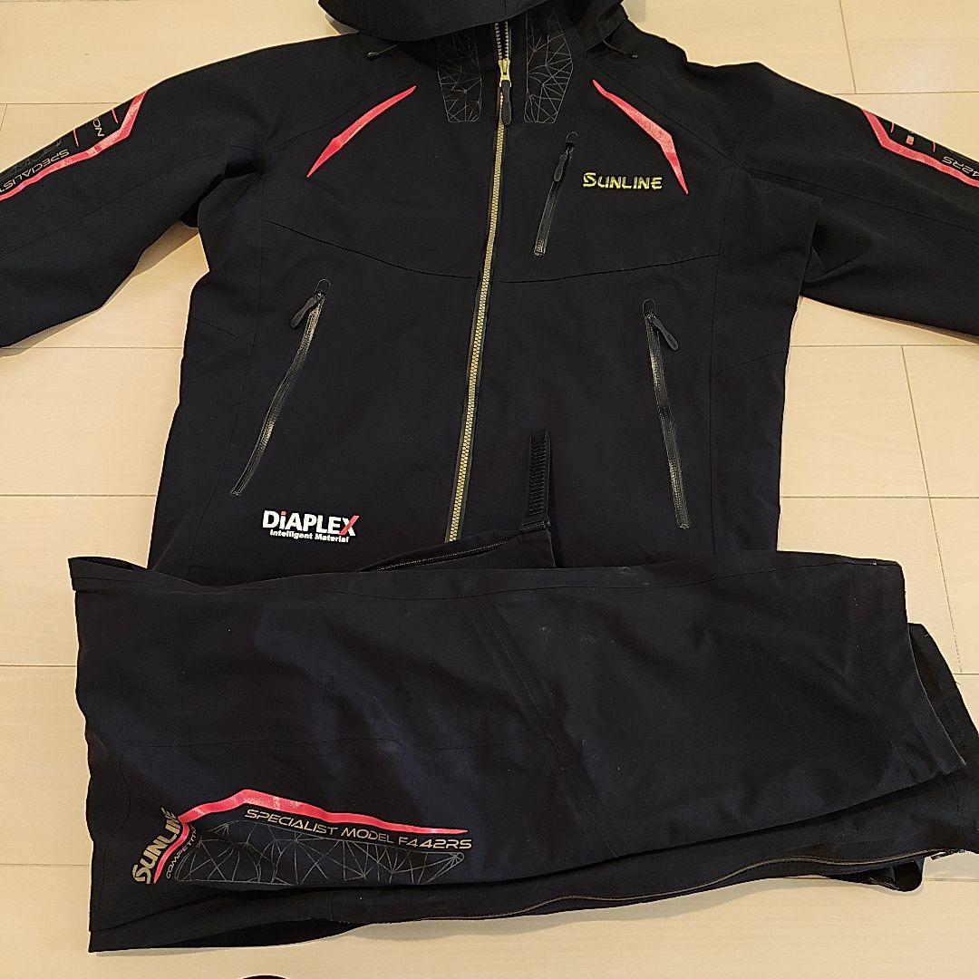 SUNLINE DIAPLEX フィッシングスーツ上下セット　Lサイズ サンライン（SUNLINE） オールウェザースーツ S M L LL ブラック SUW