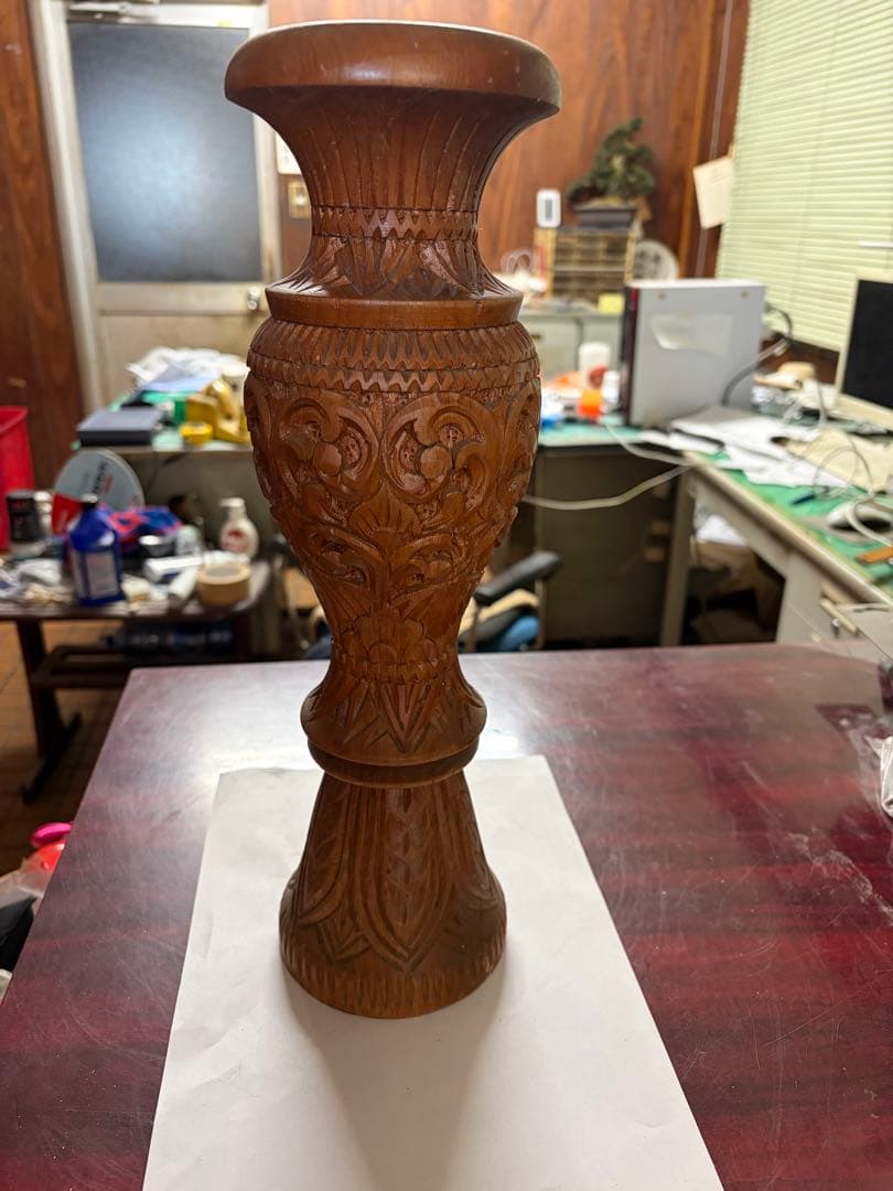 木製彫刻 花瓶 約38cm - メルカリ