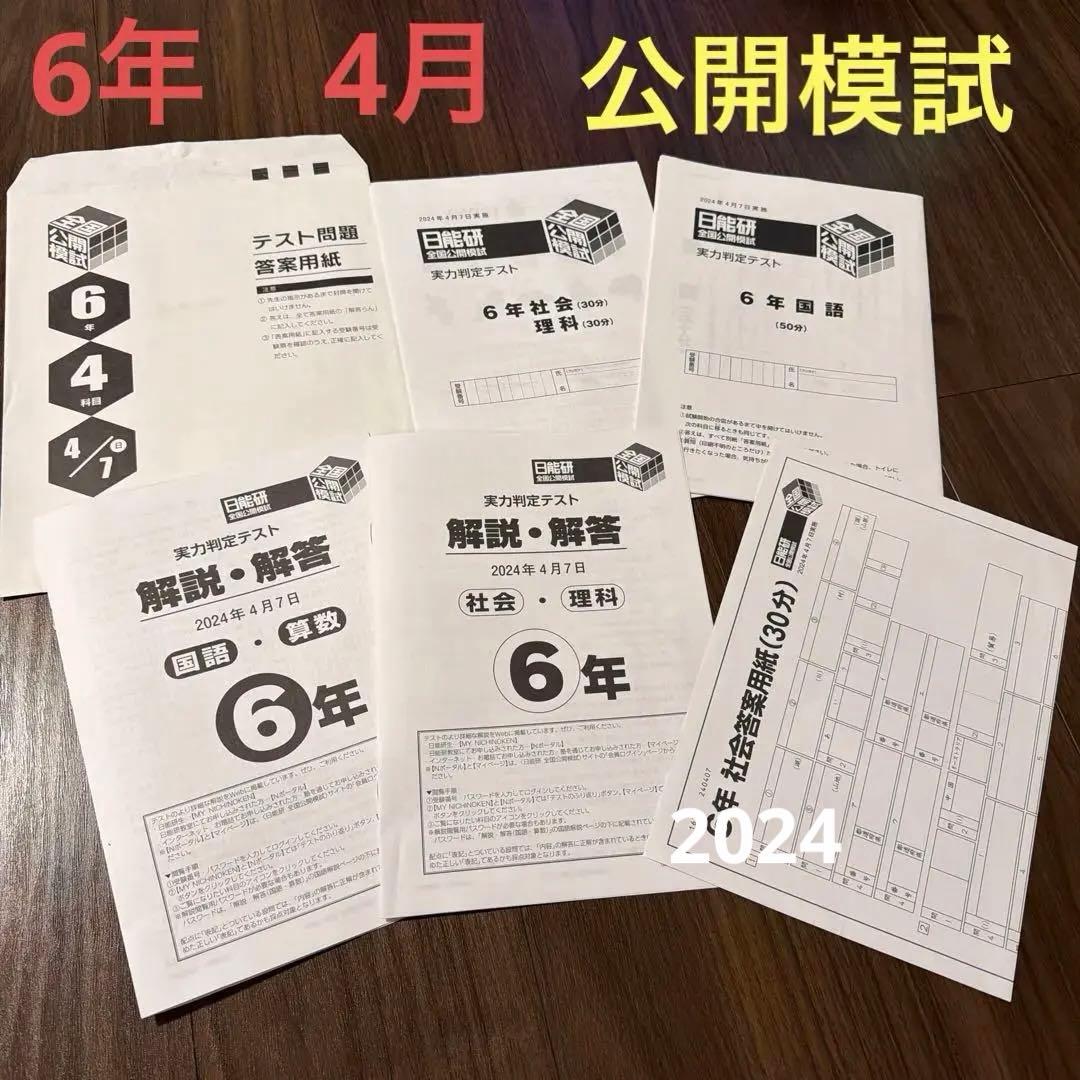 日能研 全国公認模試 6年生 テスト 2024 - メルカリ