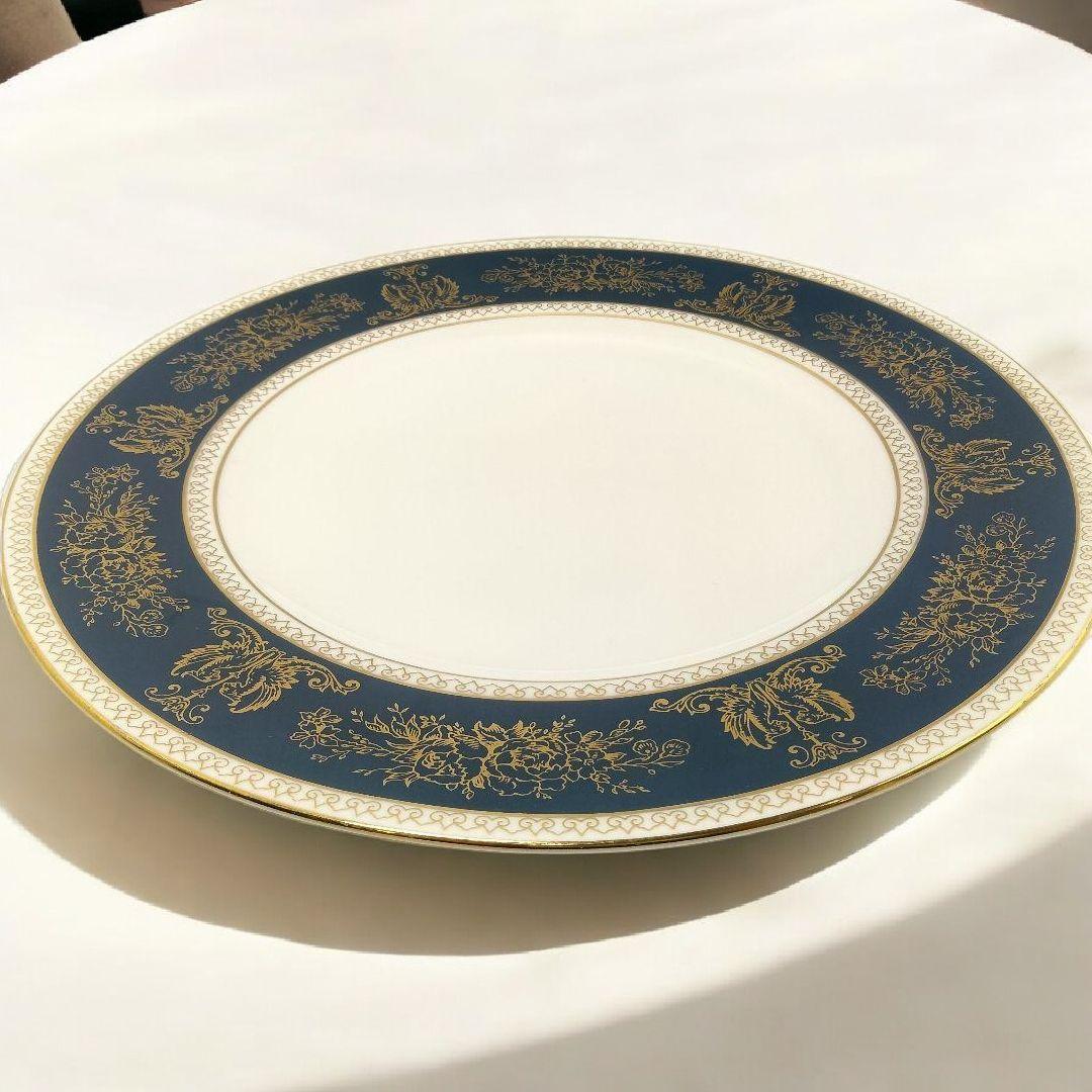 【27.5cm】 ウェッジウッド コロンビア ブルー&ゴールド ディナープレート