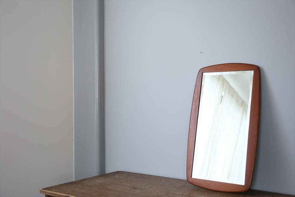 英国アンティークチーク古木ウォールミラー/木製壁掛け鏡/立鏡/姿見(92