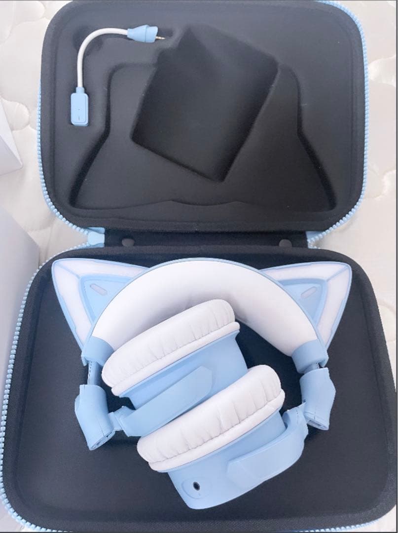 YOWU 猫耳ヘッドホン 水色 - メルカリ