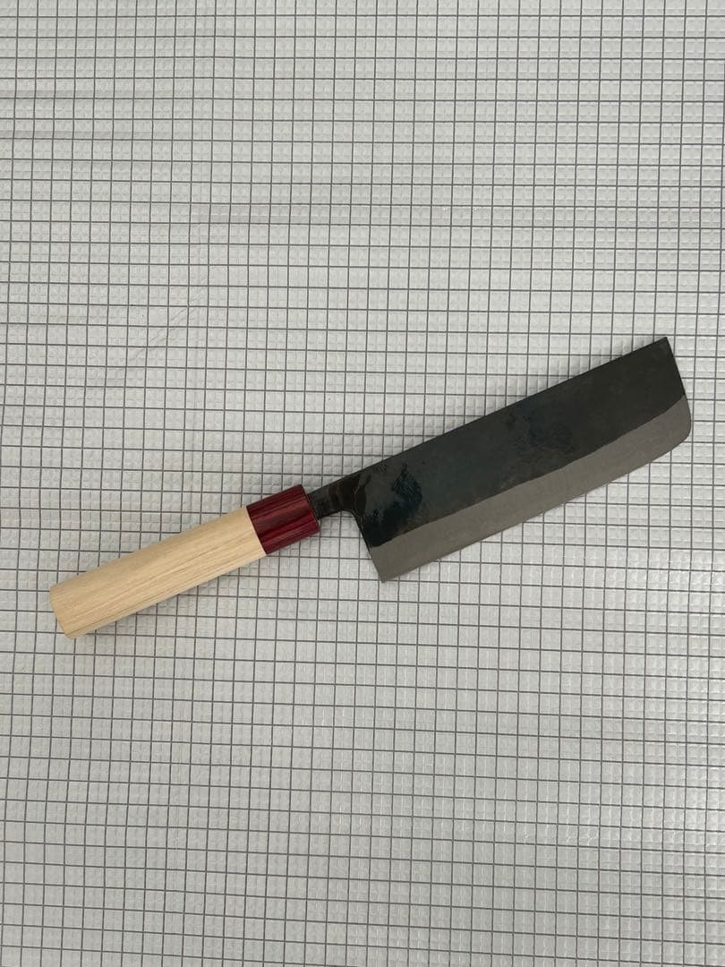 包丁 菜切包丁 165mm ワイン丸柄 仙助 菜切 包丁 165mm 安来鋼 青紙2号 墨流し 紫檀シノギ柄 | KEIJIN