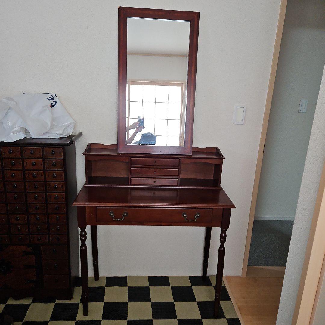 引き取り限定 アンティーク テーブル ミラー ダークブラウン ドレッサー ミラー ドレッサー 三面鏡 アンティークブラウン｜おしゃれ家具通販 Y-KAGU