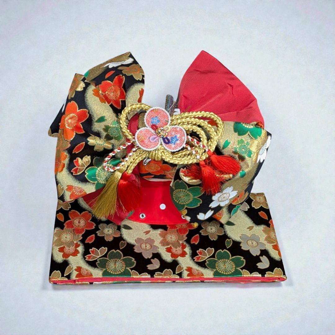 7歳 正絹朱桜御所車 七五三 お着物・作り帯・筥迫セット - メルカリ