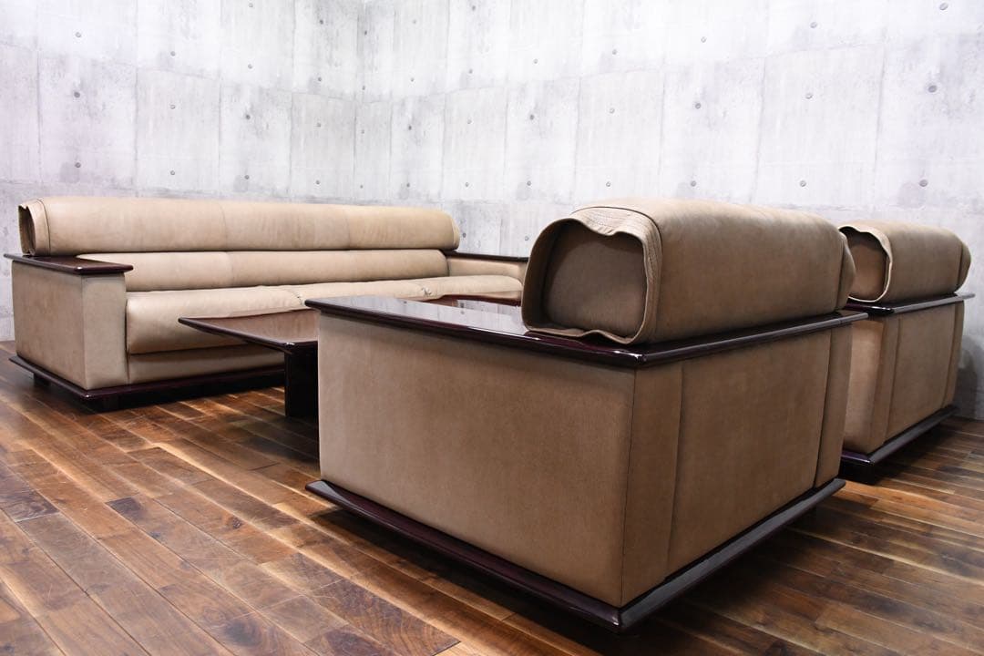 EAC65 北谷家具 KIT FURNITURE 仔山羊革張り 応接4点セット - メルカリ