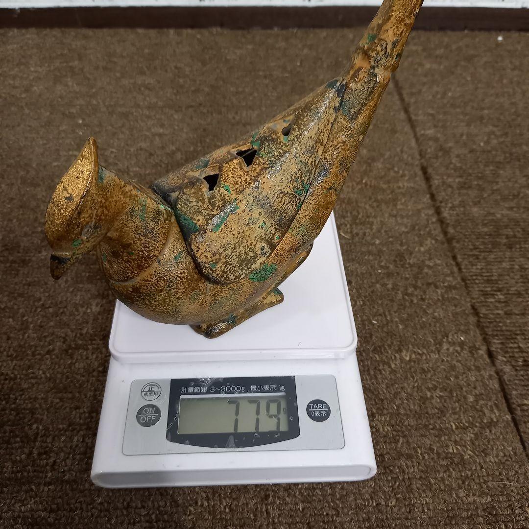 美術鋳物 キジ 雉 香炉 オブジェ 雉子 金属工芸 骨董品 アンティーク