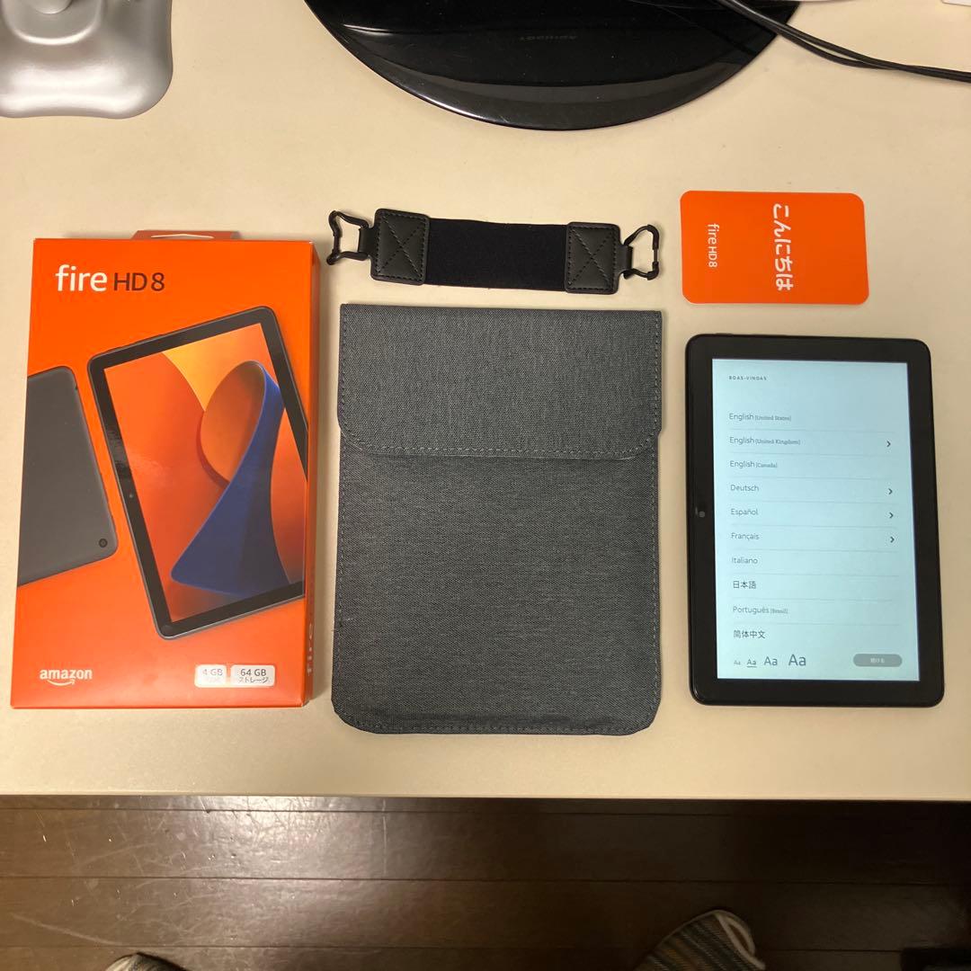 美品 Fire HD 8 最新第12世代(2024) ケース／フィルム／バンド付 amazon（アマゾン） 専用フィルムおまけ！2024モデルAmazon 新Fire HD