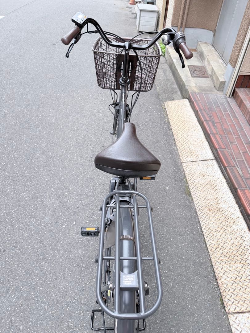 大阪府 パナソニック 電動アシスト自転車 グレー 前カゴ付き - メルカリ