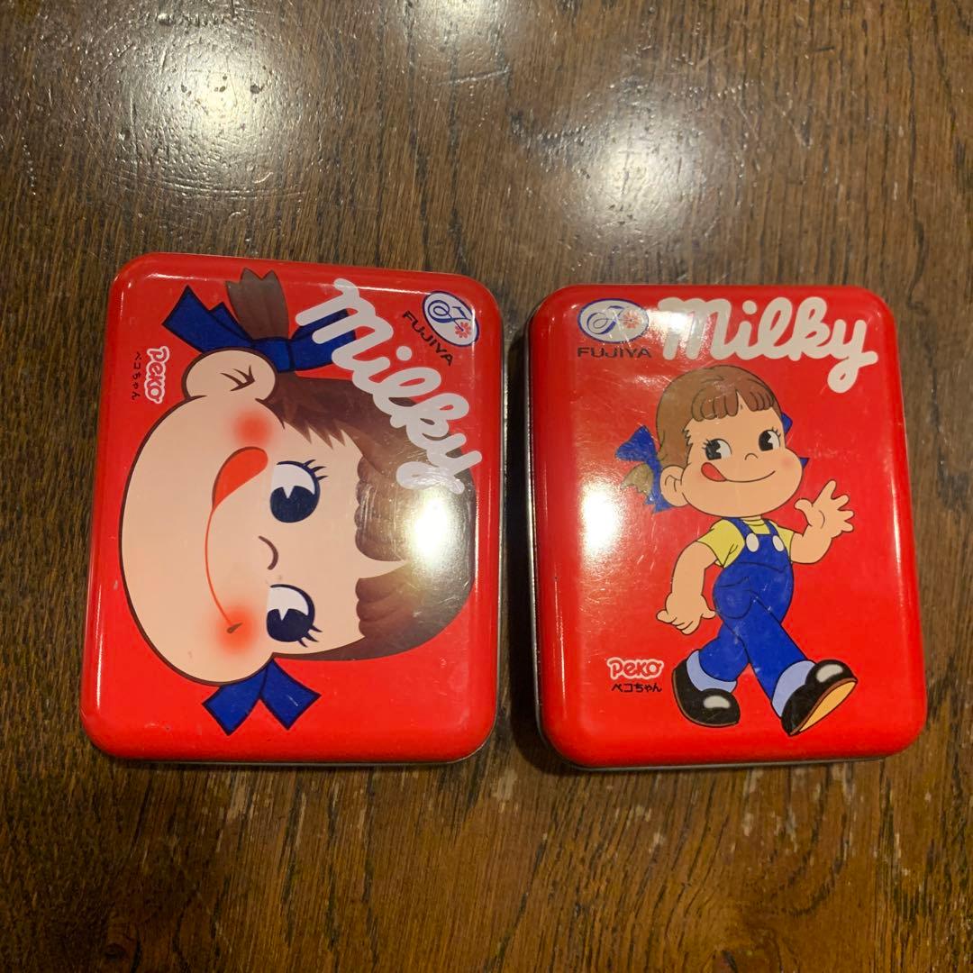 不二家 ミルキー ペコちゃん ブリキ缶 2個 昭和レトロ ビンテージ
