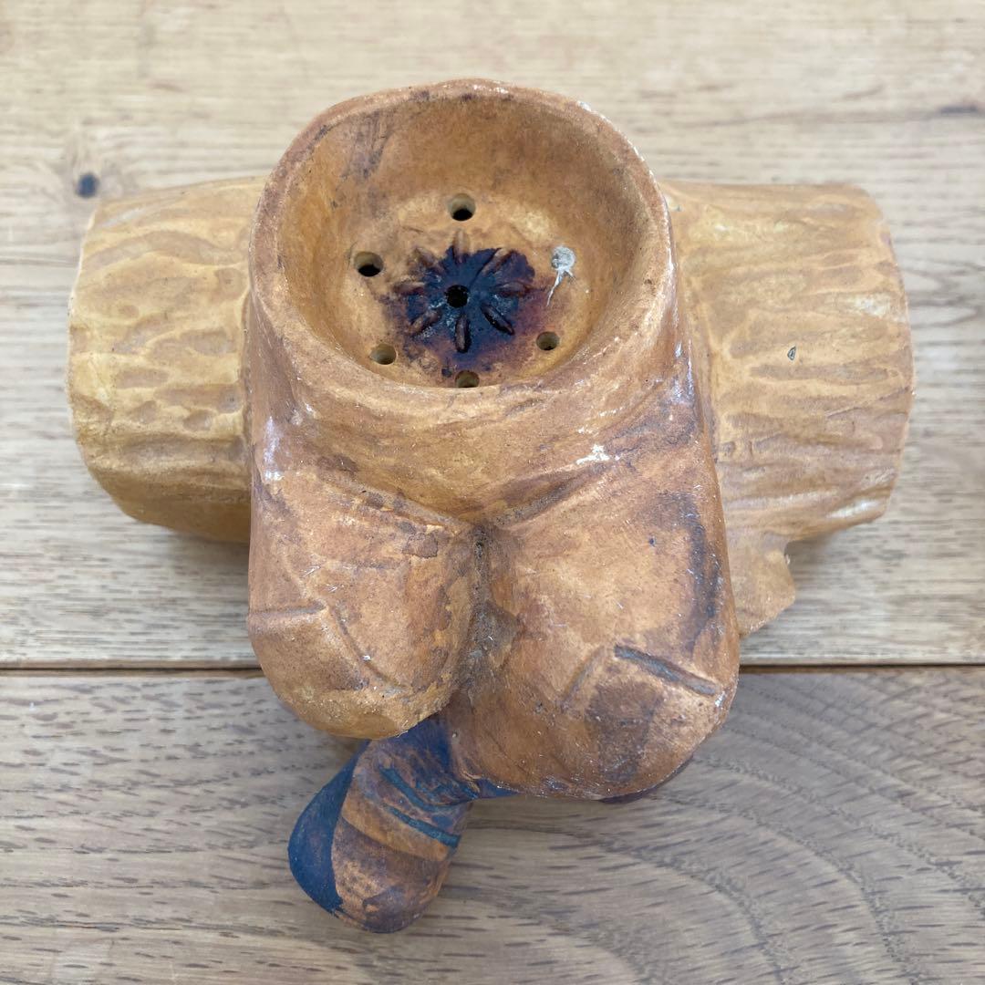 煙出し人形 パイプおじさん 香炉 お香立て 陶器製 置き物 ヴィンテージ