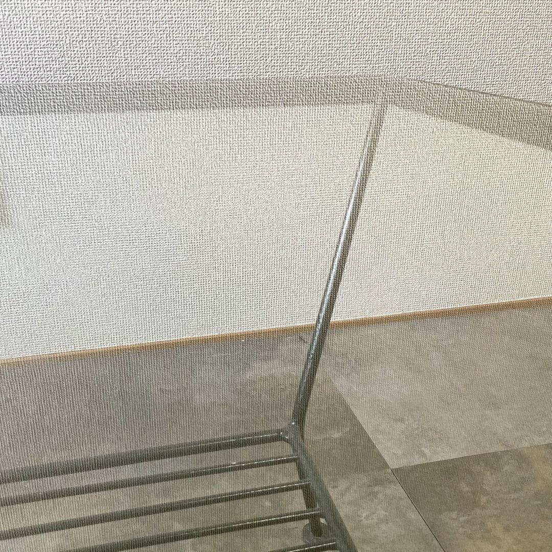 unico “EDDY” ガラス×アイアン ローテーブル 黒 透明 鉄