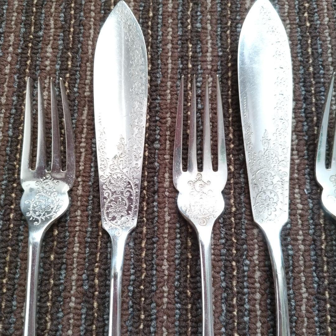 イギリス JD&S シルバープレート／銀メッキ ナイフ＆フォーク 5組10