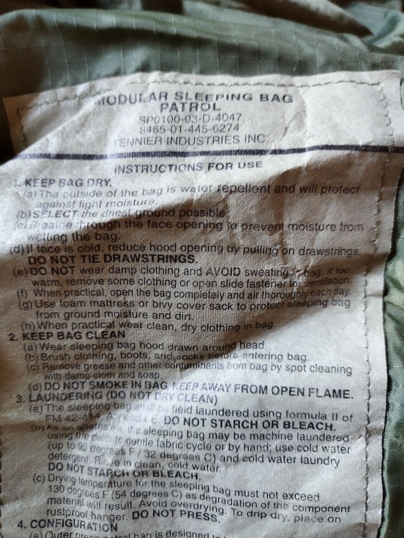 4872)US.モジュラースリープシステムセット 米軍実物 ユーズド 良品