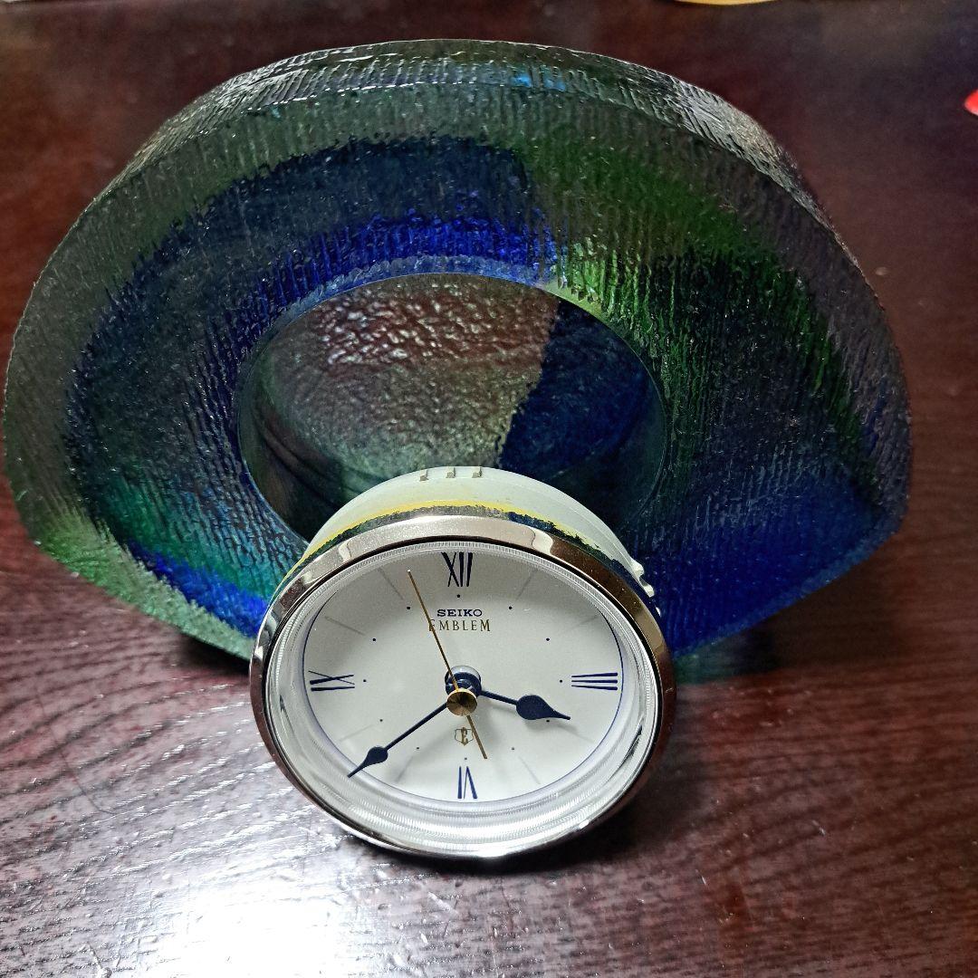 SEIKO EMBLEM 彩色硝子 置時計