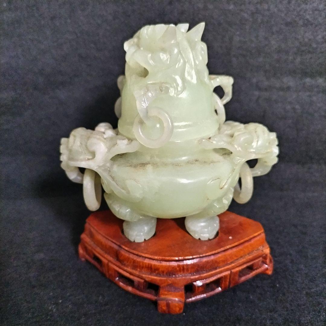 雕刻獅子玉石翡翠置物インテリア工芸品美術品A3430
