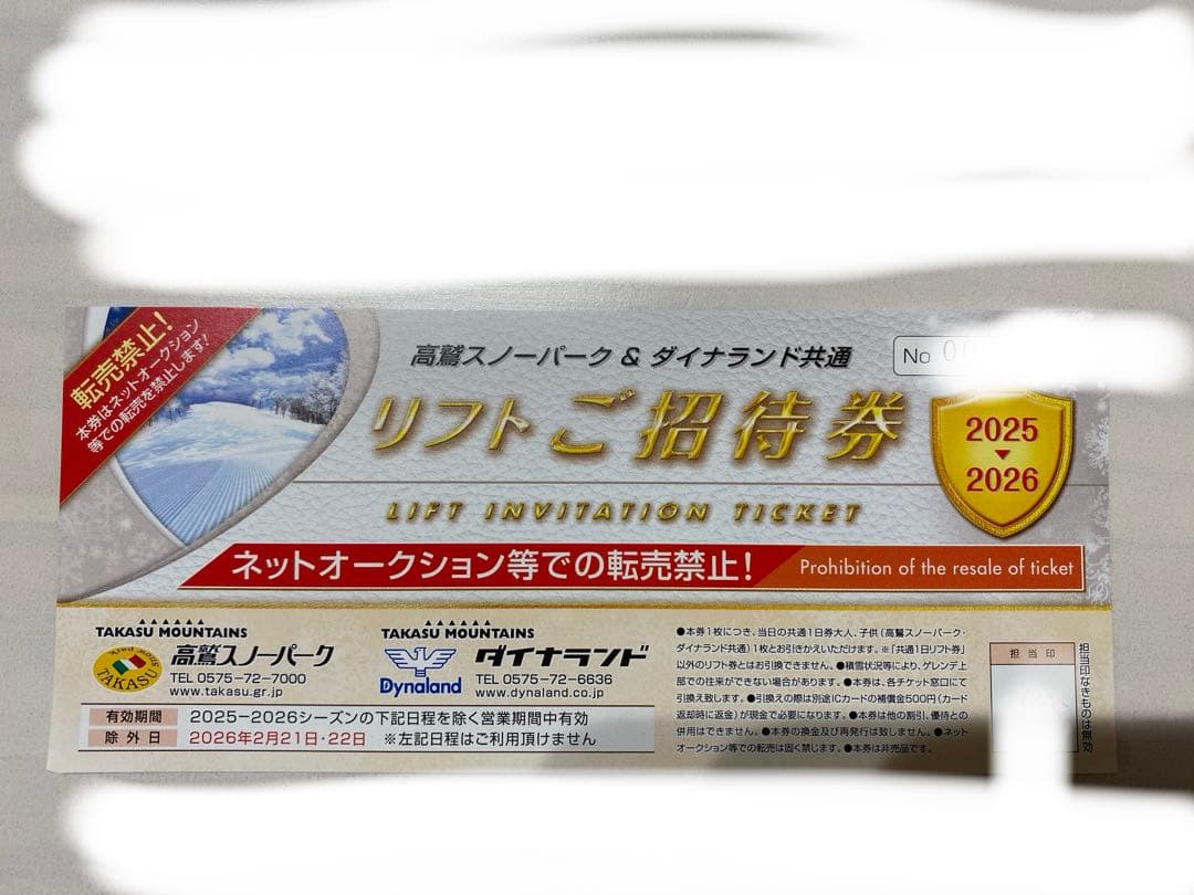 高鷲スノーパーク ダイナランド リフト券 - メルカリ