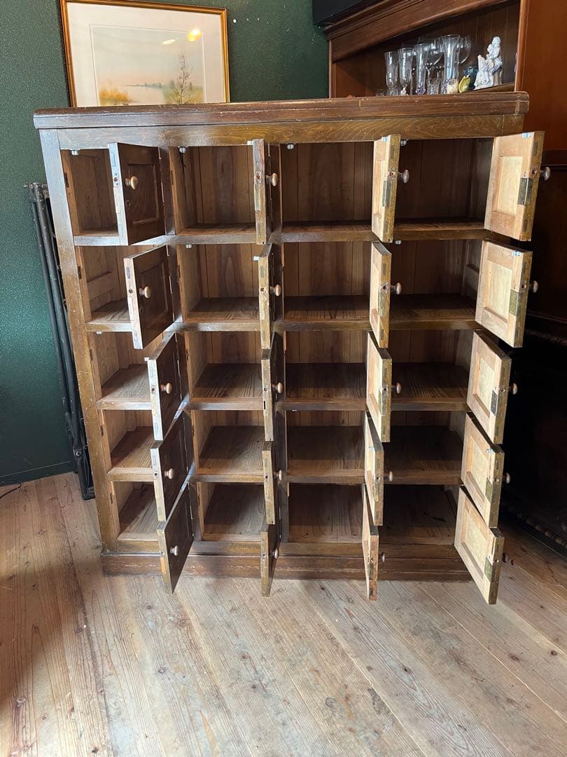 希少 多収納 木製 ロッカー インテリア アンティーク ビンテージ 昭和