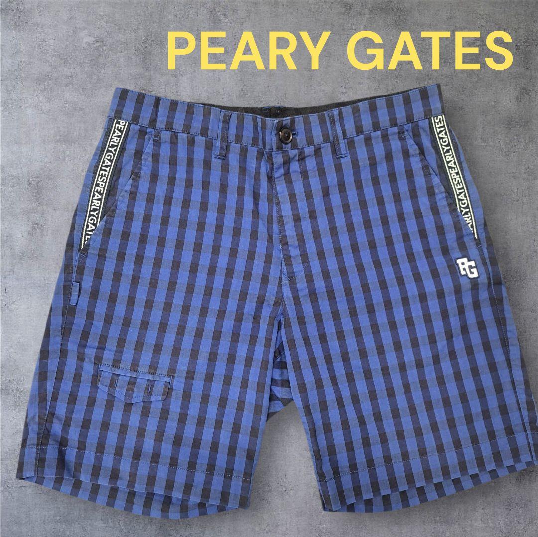 PEARY GATES パーリーゲイツ 4 チェック柄パンツ 青 ハーフパンツ